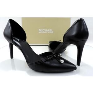 Michael Kors Gia Flex D'Orsay Pump Heels Pointy Toe Leather Black Size 10